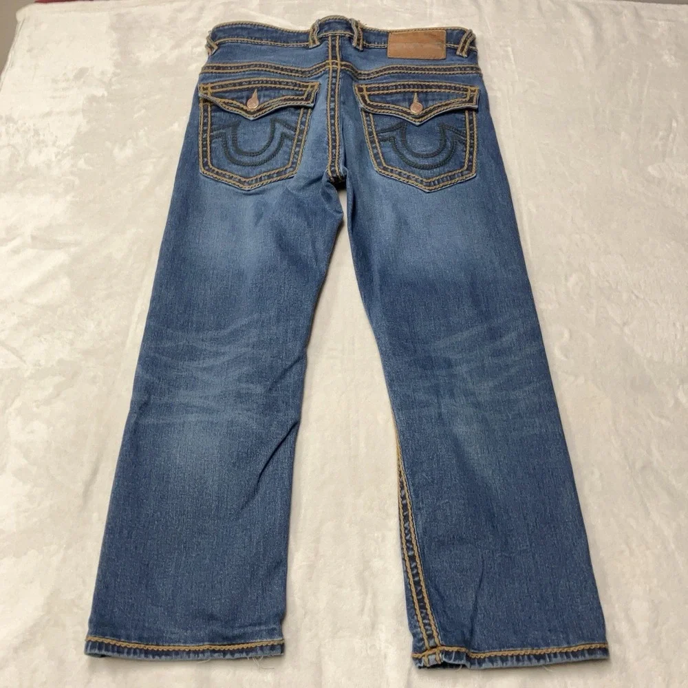 True Religion Rope Stitch Jeans Relaxed Straight Flap Pocket 34 Fit 36x28 USA